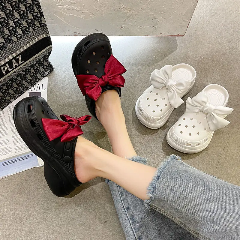 

Fashion Women's Bow Korean Thick Bottom Baotou Sandals