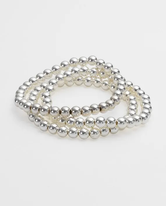 Shiny Luxurious Copper Beads Bundle Stack Stretch Bracelet Women Femme 3PCS 5mm High Quality Brass Jewelry Gift Wholesale | Украшения и