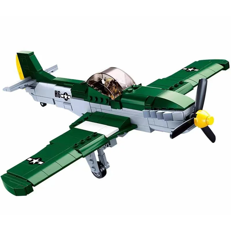 

SLUBAN World War 2 US Military P-51D Mustang Fighter Model Building Blocks WW 2 Airplane Air Force War-Plane Bricks Classic Toys