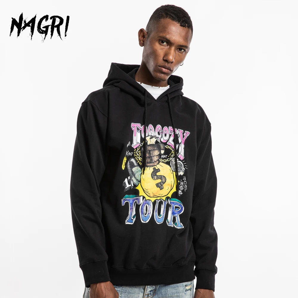 

NAGRI Asap Rocky Tour Printed Fleece Pullover Hoodies Men Hip Hop Graffiti Print Harajuku Male Top Hooded Streetwear Sweatshirts