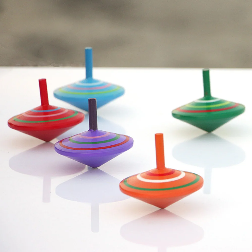 

5 Pcs Painted Wood Tops Wooden Educational Toys for Kids Children (Random Color)