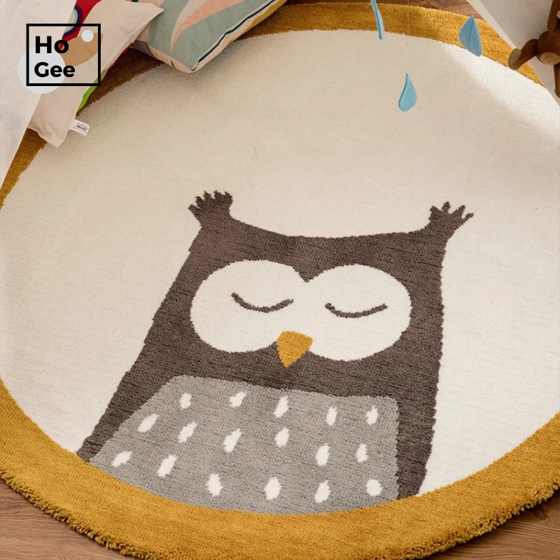 

Fluffy Carpet For Living Room Modern Owl Fluffy Rug Soft Bedroom Carpet Furry Mat For Children Round Carpets Cartoon Kids Rugs