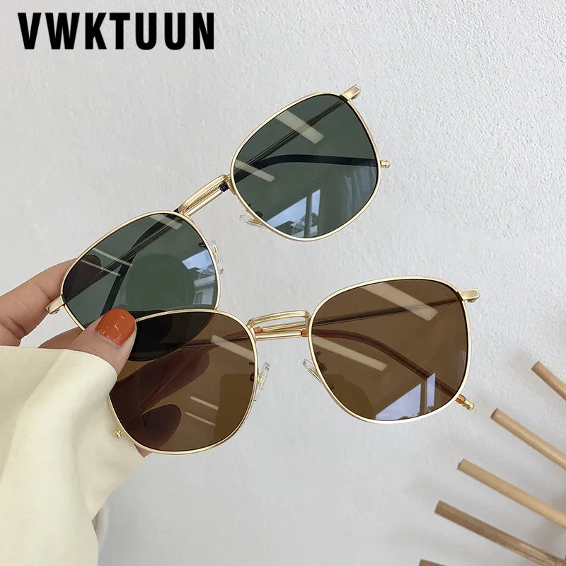 

VWKTUUN Polarized Sunglasses Women Men Vintage Oversized Sunglasses Square Shades Metal Frame Points UV400 Male Driving Eyewear