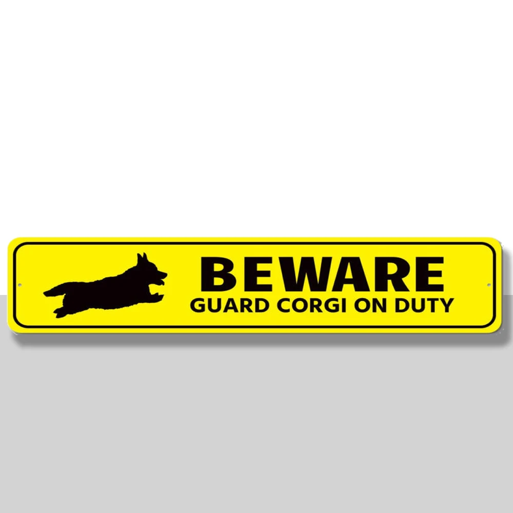 

Corgi Guard Dog Sign Custom Beware Plaque Aluminum Metal Wall Decor
