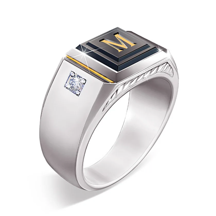 

Men's 925 Sterling Silver AAA Zircon Epoxy Ring Engagement Reception Birthday Gift Jewelry Ring Wholesale size 8-12