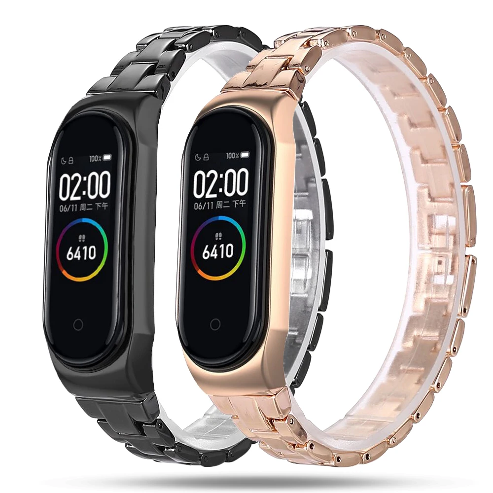 Роскошный металлический ремешок mi ni mi Band 4 3 для mi Band 4 3, браслет с бабочкой и пряжкой, быстросъемные браслеты для Xiao mi Band 4 3, браслет