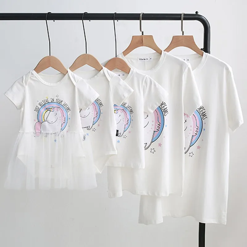 

Family Matching Clothes Mother Daughter Clothes Cotton Casual T-shirts Family Look Father And Son Mommy And Me Clothing QT1989
