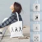 Сумка-тоут для школьников с принтом, модная тканевая Экологически чистая Сумочка для покупок, складная Женская дорожная сумка на ремне