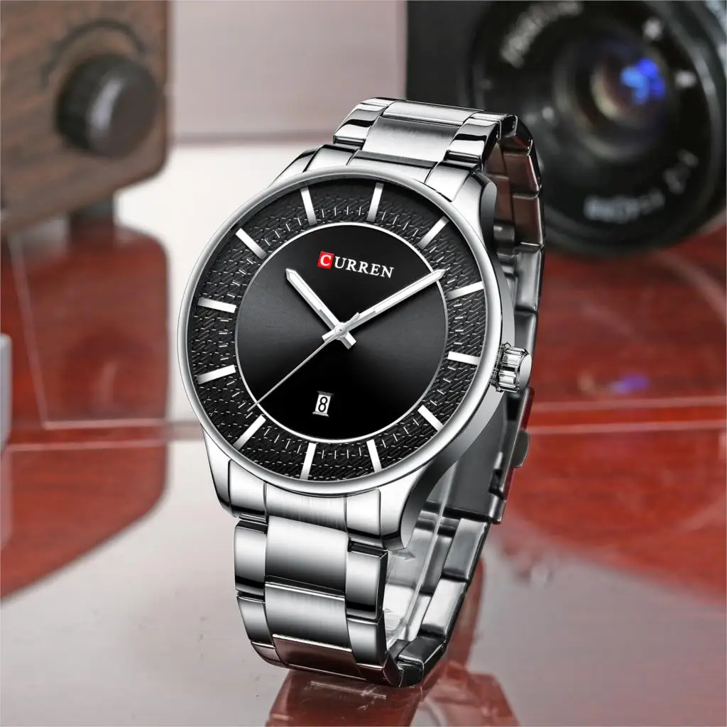

Luxury Gold Business Quartz Watches Men Stainless Steel Strap Wristwatch Fashion Auto Date Clock Male Classic Watch