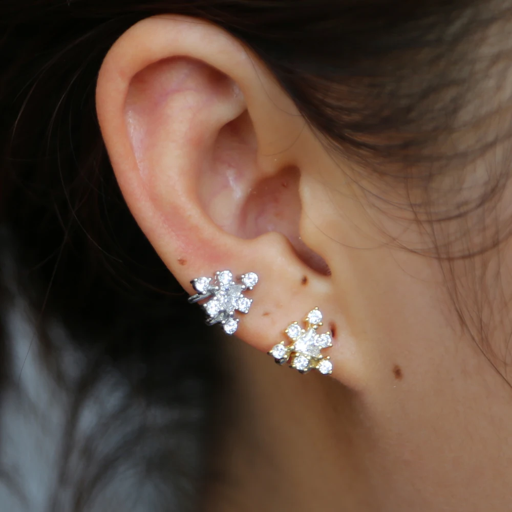 Женские серьги-каффы из серебра 2022 пробы с фианитами | Украшения и аксессуары