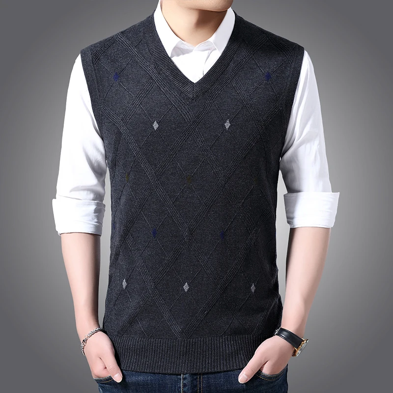 Fashion Brand Vest Sweater For Mens Pullover V Neck Slim Fit Jumpers Knitting Patterns Autumn Sleeveless Casual Clothing Men