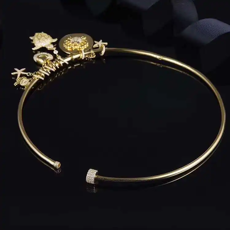 [MeiBaPJ]New Personality Underwater World Golden Torques S925 Sterling Silver Necklace Wedding Party Charm Jewelry for Women | Украшения и