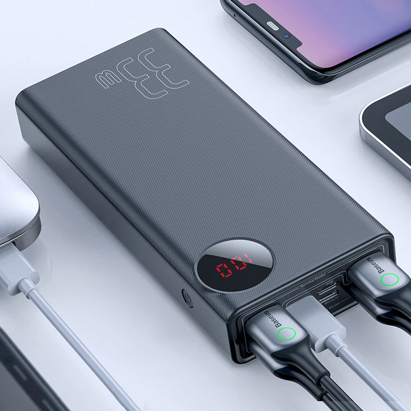 Black Baseus Quick Charge 3,0 30000 мАч Внешний аккумулятор Тип C PD 30000 мАч Внешний аккумулятор портативное зарядное устройство для iPhone Xiaomi Mi - Цвет: Black