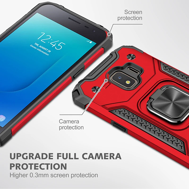 

Armor Phone Case For Samsung Galaxy J2 Core Shockproof Ring Stand Magnetic Car Holder Cover Coque