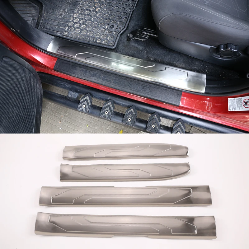 

Протектор для порога автомобильной двери из нержавеющей стали, внутренние встроенные пороговые детали для Toyota Tacoma 2016-2020, автомобильные акс...