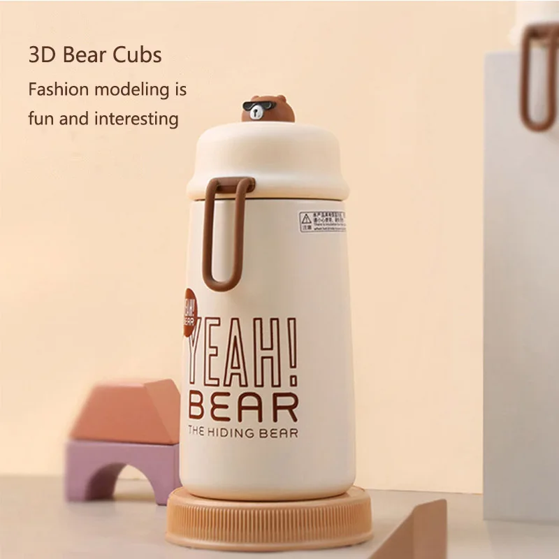 Милая мультяшная забавная круглая крышка с медведем креативная портативная