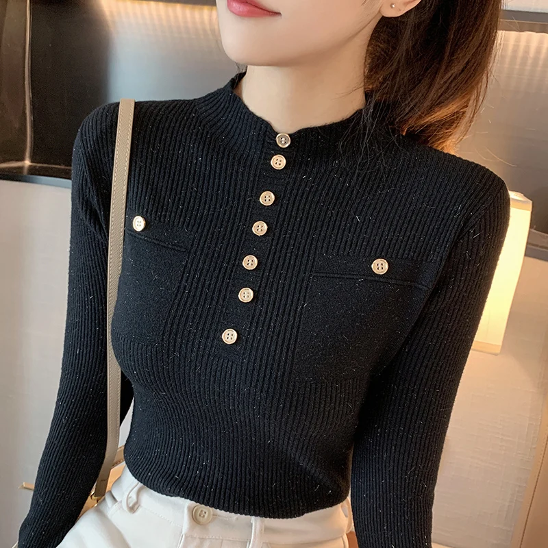 

Sweaters 2021 new women's slim-fit mid-neck knit sweater White