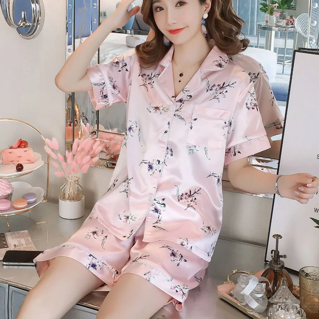 Японские Простые короткие пижамы для женщин с короткими рукавами женские