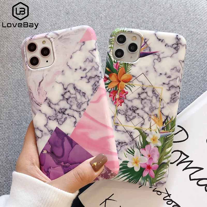 Lovebay мрамор ромб Цветы Живопись чехол для телефона iPhone 11 Pro X XS XR Max7 8 Plus
