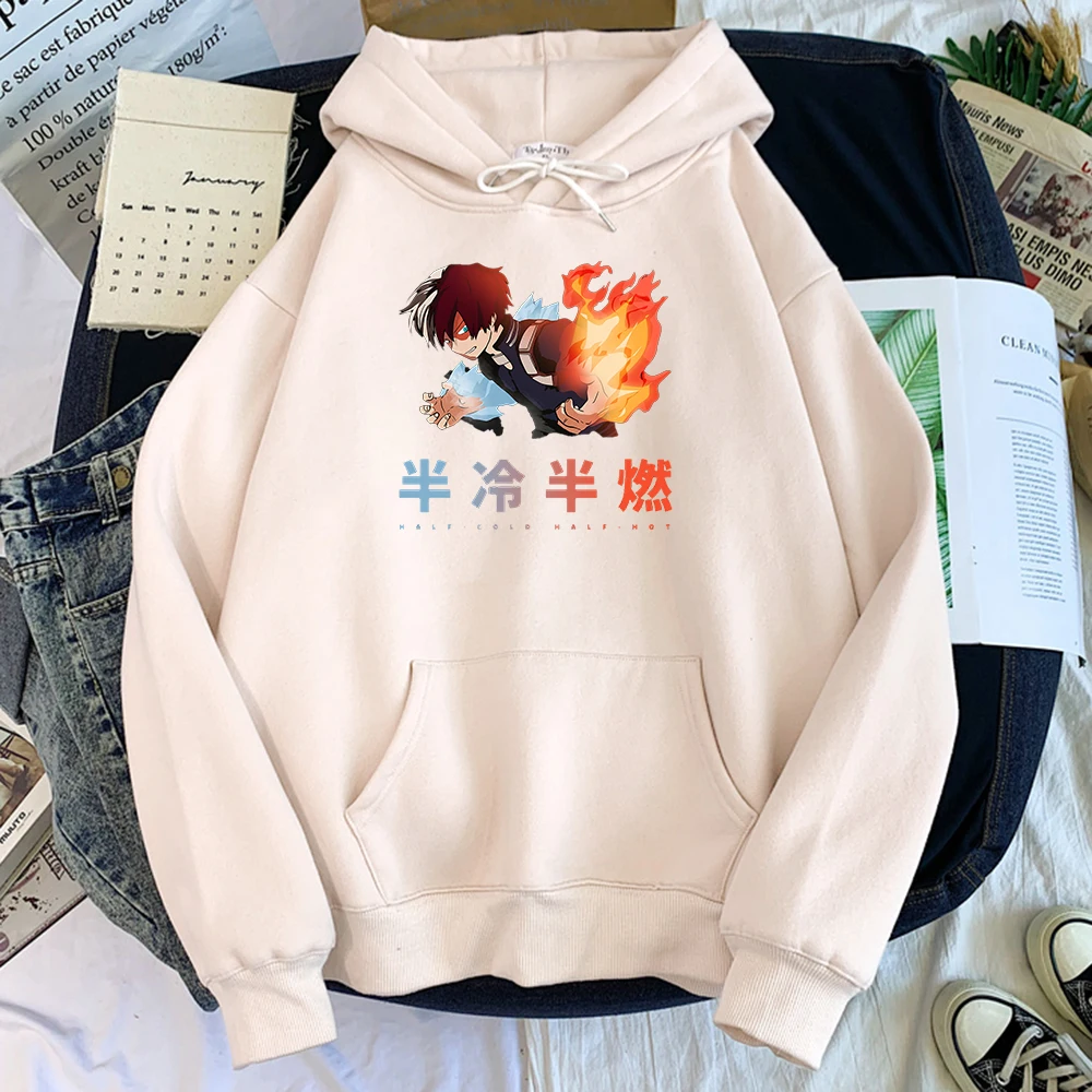 

Lady Hoody Anime My Hero Academia Todoroki Shoto Printed Pullover Woman'S Casual O-Neck Fleece Warmwoman'S Hoody 1Pc Custom Made
