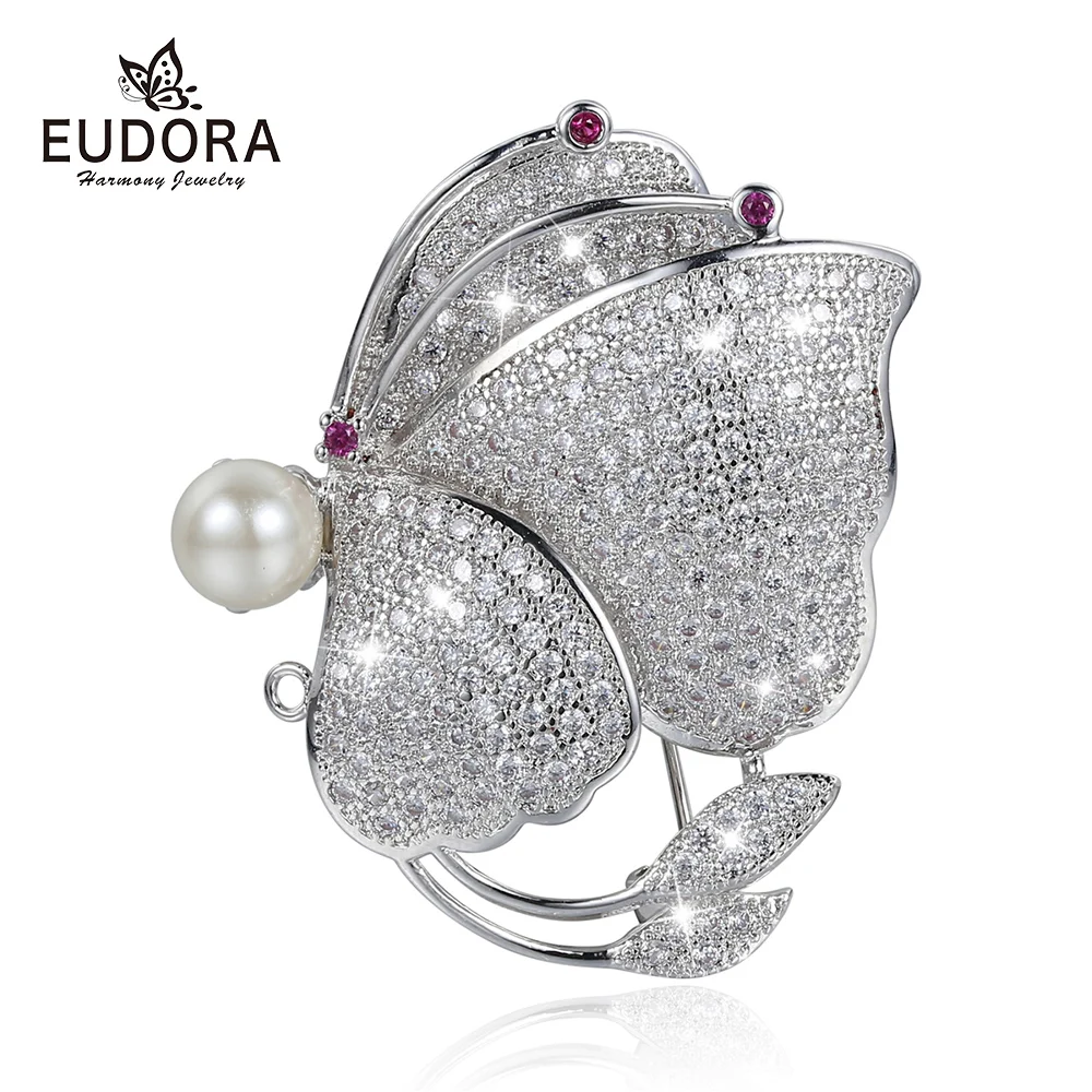 EUDORA Top Quality Big Butterfly Brooch Luxury Crystal Pin Brooches For Women Party Banquet Rhinestone Pins Colthese Accessories | Украшения