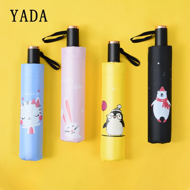 

YADA 2019 Animal Cartoon Bear&Penguin&Cat Umbrella Rain Charm Folding Umbrella For Women Child Windproof Mini Umbrellas YS790
