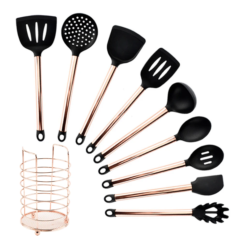 

10pcs Silicone Spatula Soup Spoon Non Stick Pans Restaurant Home Kitchen Utensils Set Heat Resistant Easy Clean Hanging