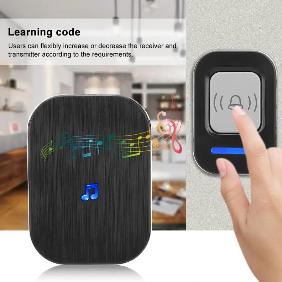 Домашний Беспроводной дверной звонок 984.3ft музыкальный на большое расстояние