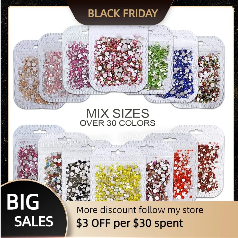Стразы для маникюра SS3-SS30 стразы более 30 цветов | Дом и сад