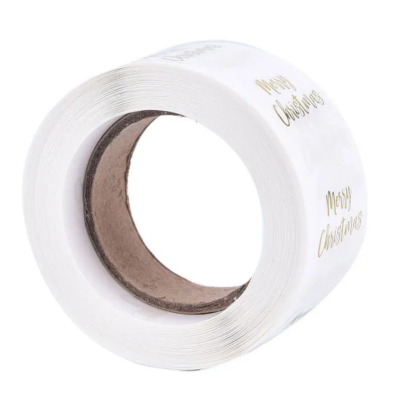 

DIY 500pcs /roll Round Clear Merry Christmas Stickers Card Box Package Label Sealing Stickers Wedding Decor Stationery Sticker