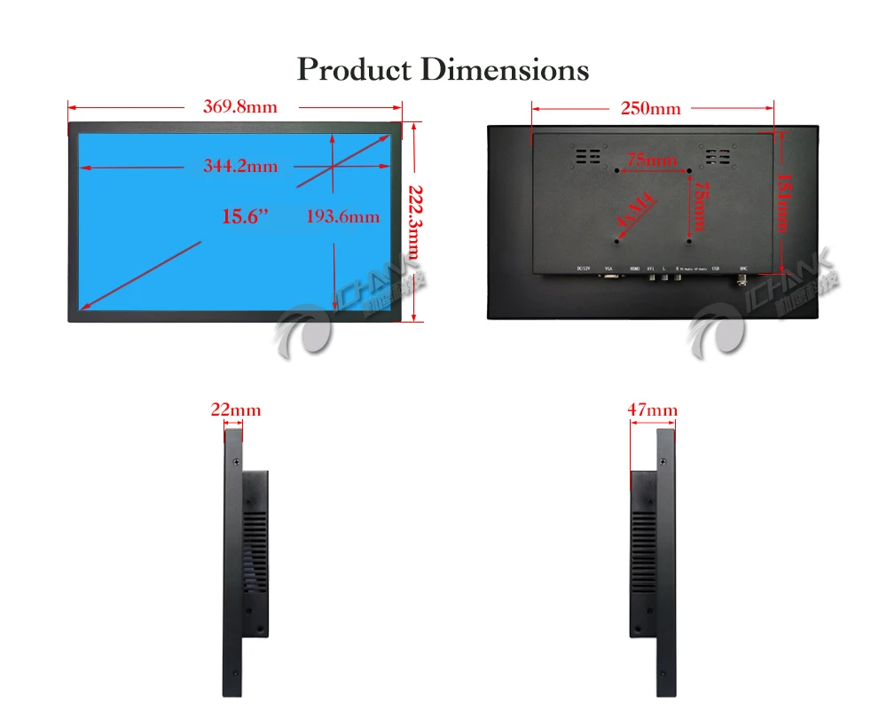 ZB156TN-V591/15," дюймовый 1366x768 16:9 BNC VGA HDMI металлический корпус пульт дистанционного управления настенный промышленный ЖК-экран