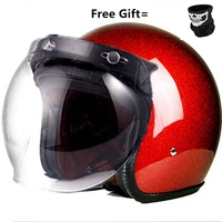 red shine top quality open face motorcycle helmet visor silver color available vintage helmet windshield shield