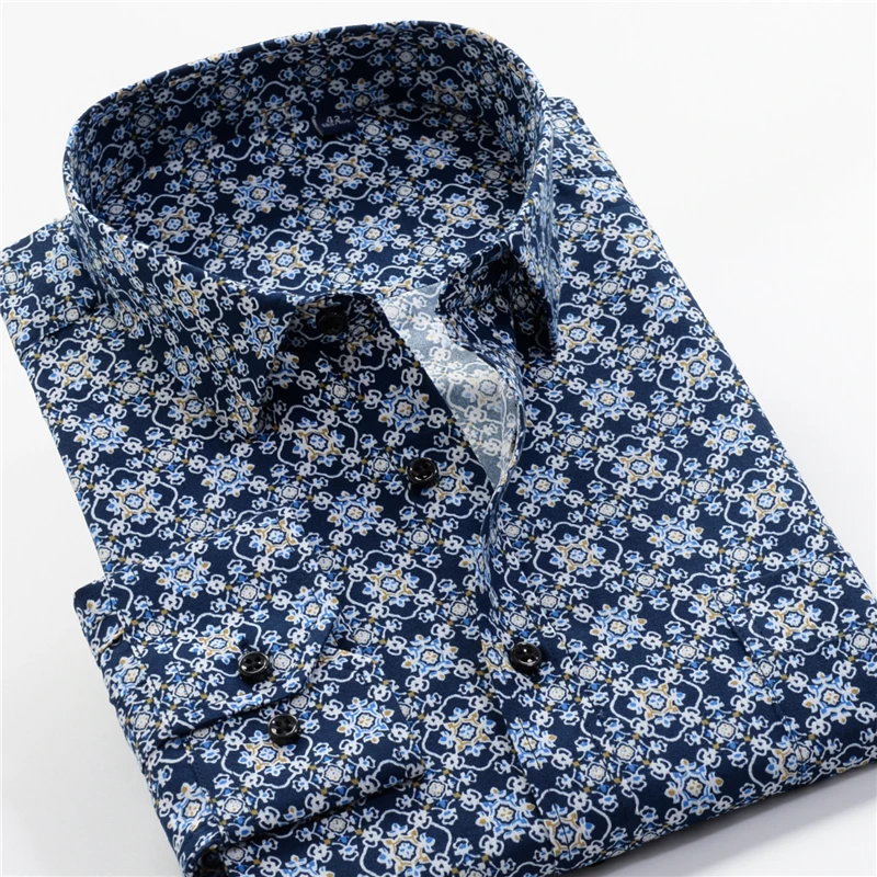 226082 Мужская рубашка с принтом Осень Новая мода повседневные свободные Гавайские рубашки с длинными рукавами мужской бренд большой размер 5XL 6XL 7XL 8XL 9XL 10XL - Цвет: 226082