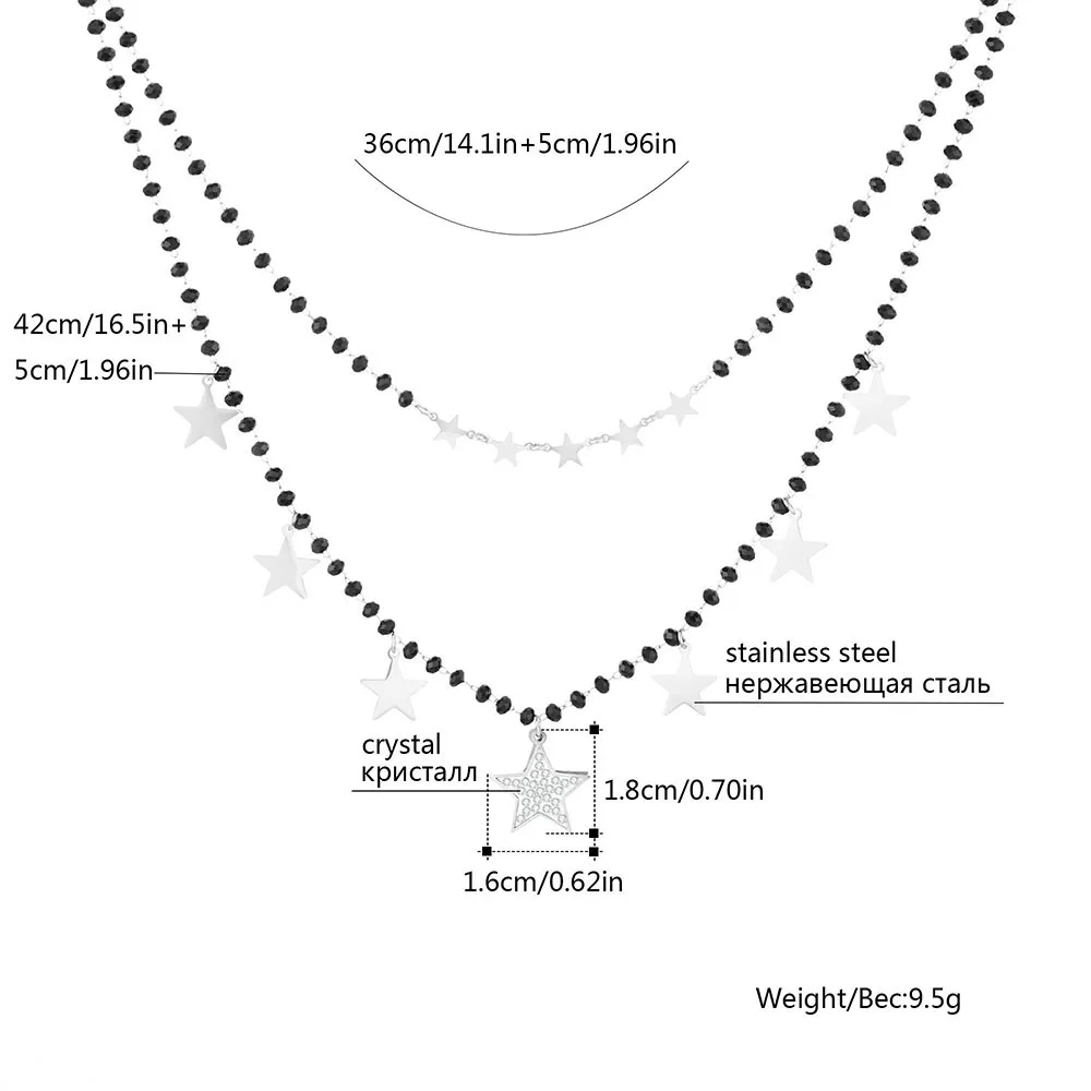 Блестящее хрустальное ожерелье с кисточкой и звездой Серебряное ювелирное