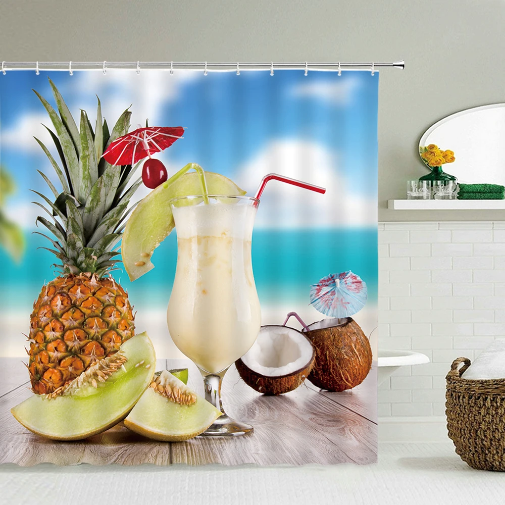 3d Ванная комната шторы пляж морские солнечные декорации занавески