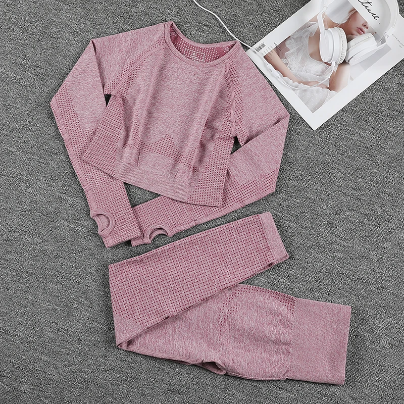 Комплект из 2 предметов для йоги Женская бесшовная одежда фитнеса тренировок