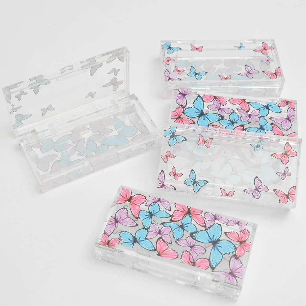 

Wholesale eyelash packaging box lash boxes package custom butterfly red rectangle acrylic mink lashes makeup storage case vendor