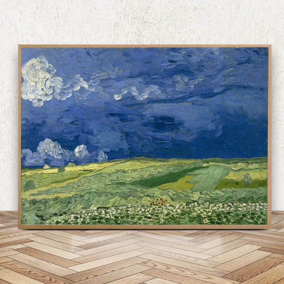 Картина маслом на холсте с изображением тучи под пшеничным полем | Дом и сад