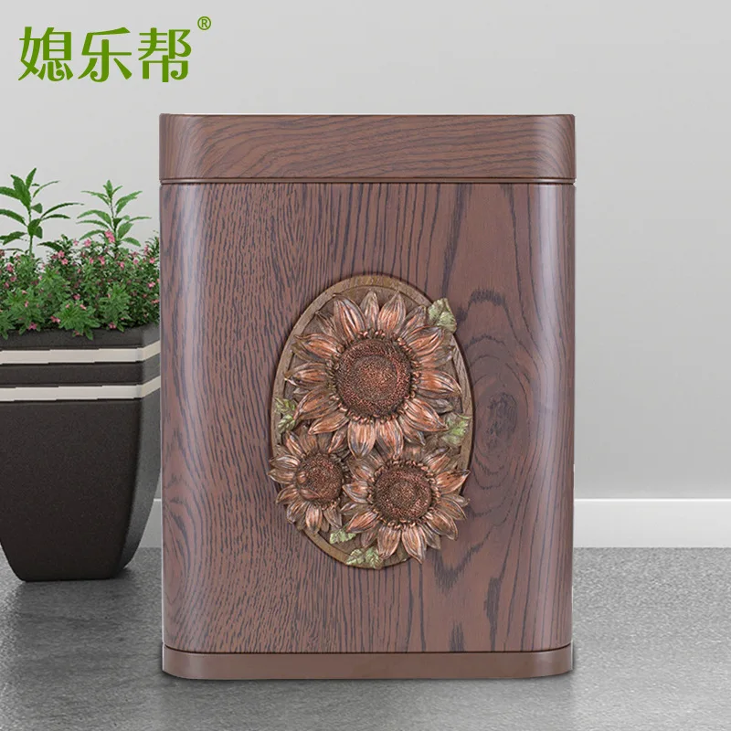 

Top Grade Simple Dustbin With Cover Chinese Style Wooden Design Of Living Room Bedroom Trash Bin Garbage Can With Lid
