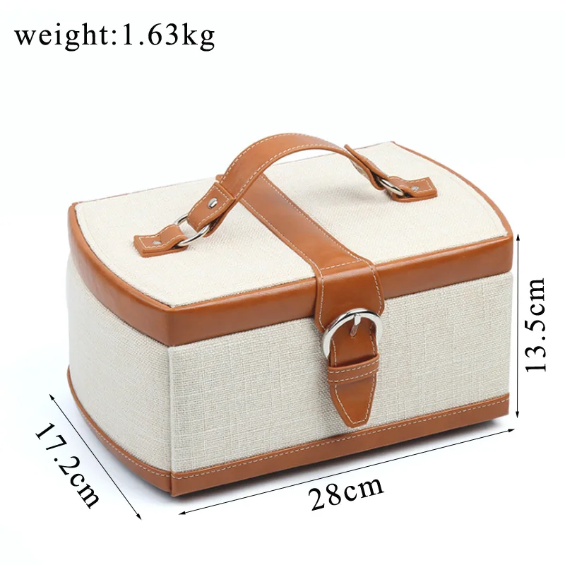 High Level PU Jewelry Storage Box Three-layer Double Drawer Small Item Storage Box Can Be Portable Jewelry Box Portable Travel