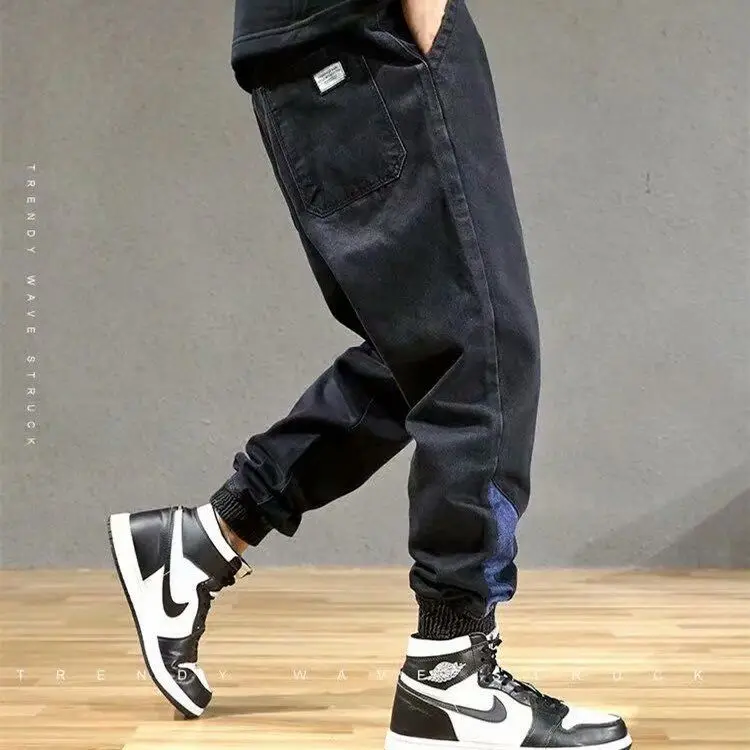 Summer Thin Hip Hop Jeans Male Loose Ankle-Tied Harem Pants Elastic Waist Trousers Korean Fashion Clothing Jogger Jeans for Men