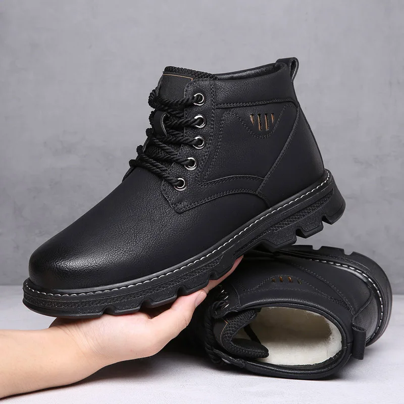 

Autumn and winter men's Martin boots leather upper comfortable soft rubber sole convenient lace up men's fashion casual shoes