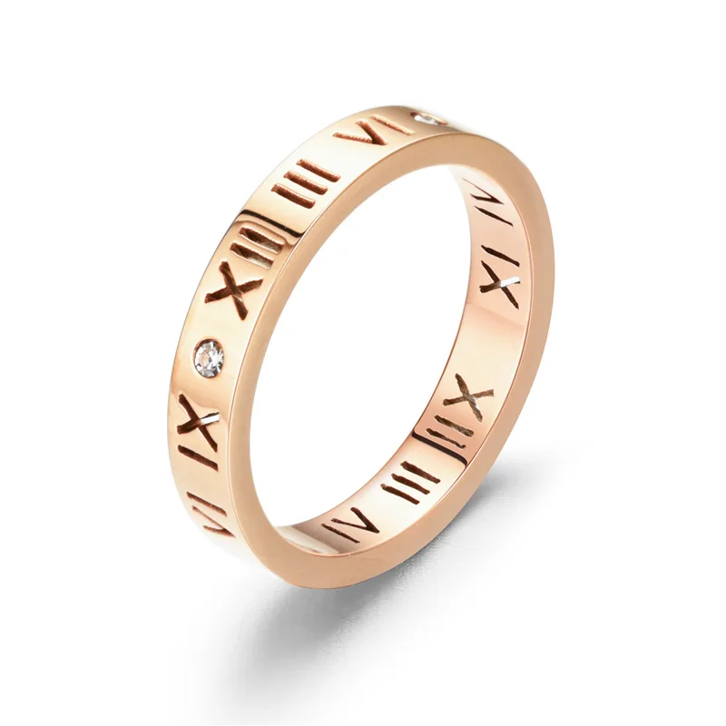 

2021 Trend Fashion Party Roman Digital Inlaid Digital Ring Titanium Steel Couple Ring To Send Girlfriend To Send Boyfriend Surpr