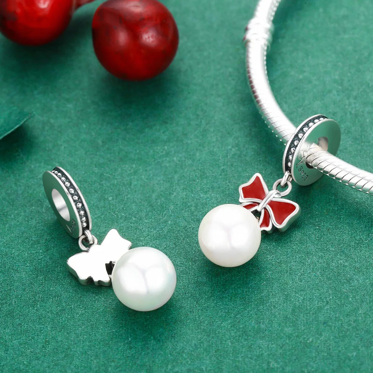 

100% 925 Sterling Silver Classical Red butterfly pearl Charm Beads fit Bracelet & necklace DIY Jewelry For Women
