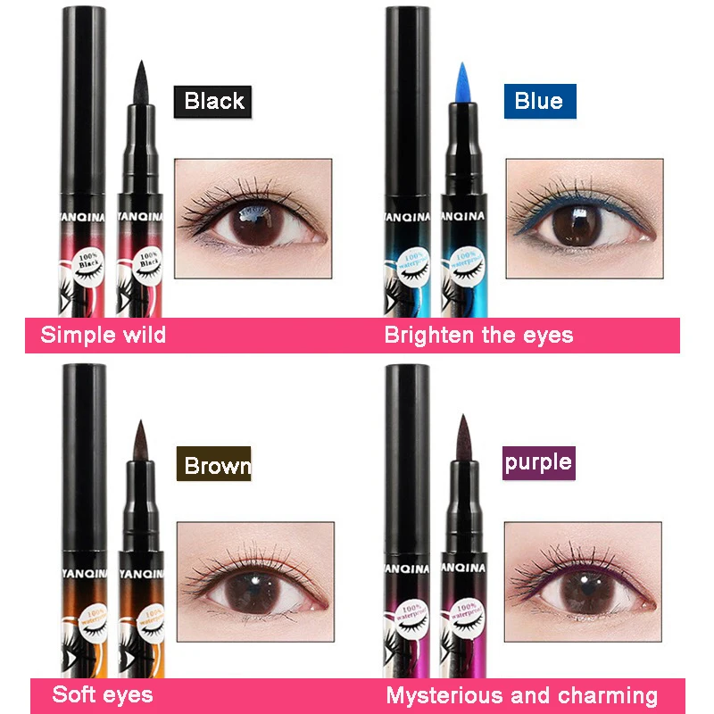 Черная Подводка для глаз 36H 4 цвета водостойкая прецизионная жидкая подводка