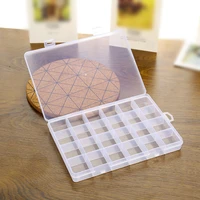 24 compartments plastic clear box jewelry bead storage container craft organizer earring pills nail art tips screw tool case
