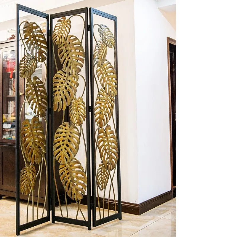 

Chinese Style Iron Hollow Out Fold Screen American Living Room Entrance Cut Off Creative Classical Carved Folding Screen R4169