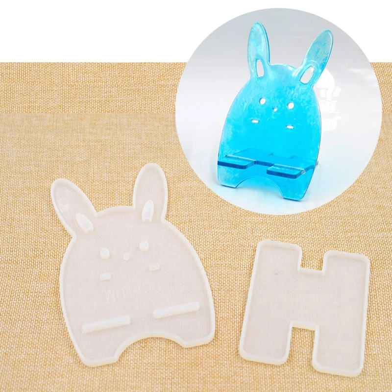 

Cute Bear Car Eabbit Shape Mobile Phone Stand Silicone Resin Mold Phone Holder Epoxy Resin Phone Bracket Mold Craft Tool T8DE