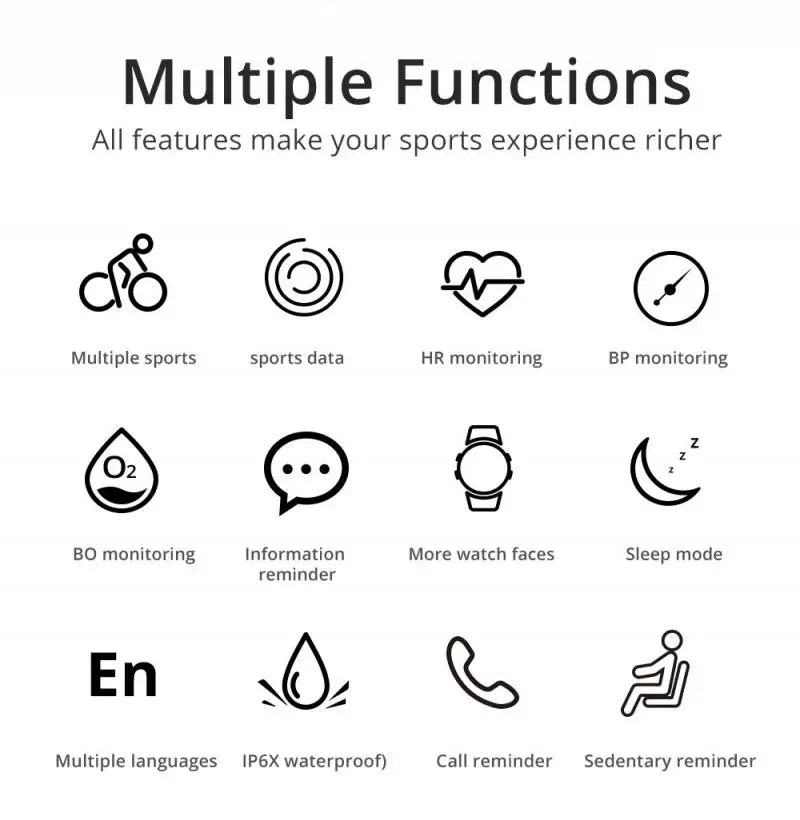 

ATTACK Smart Watch Men Fitness Tracker Heart Rate Blood Pressure Monitor Waterproof Bluetooth Touch Screen Sports Smart Band