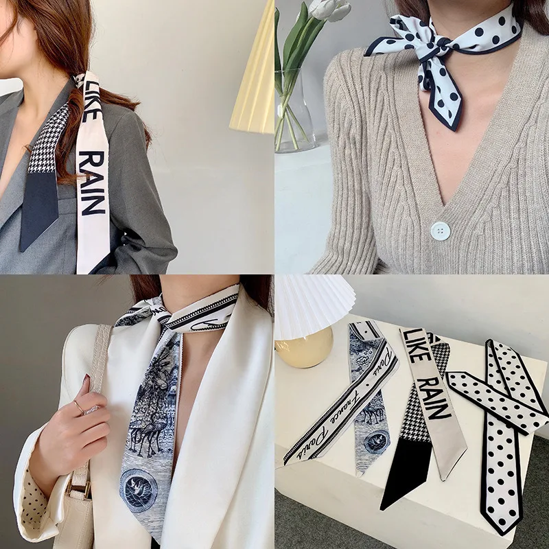 

Long Hair Bows Scarf Headscarf Multifunctional Fashion Retro Letters Scarf Bow Tie Hair Hair Accessories Women Bandana Elastic
